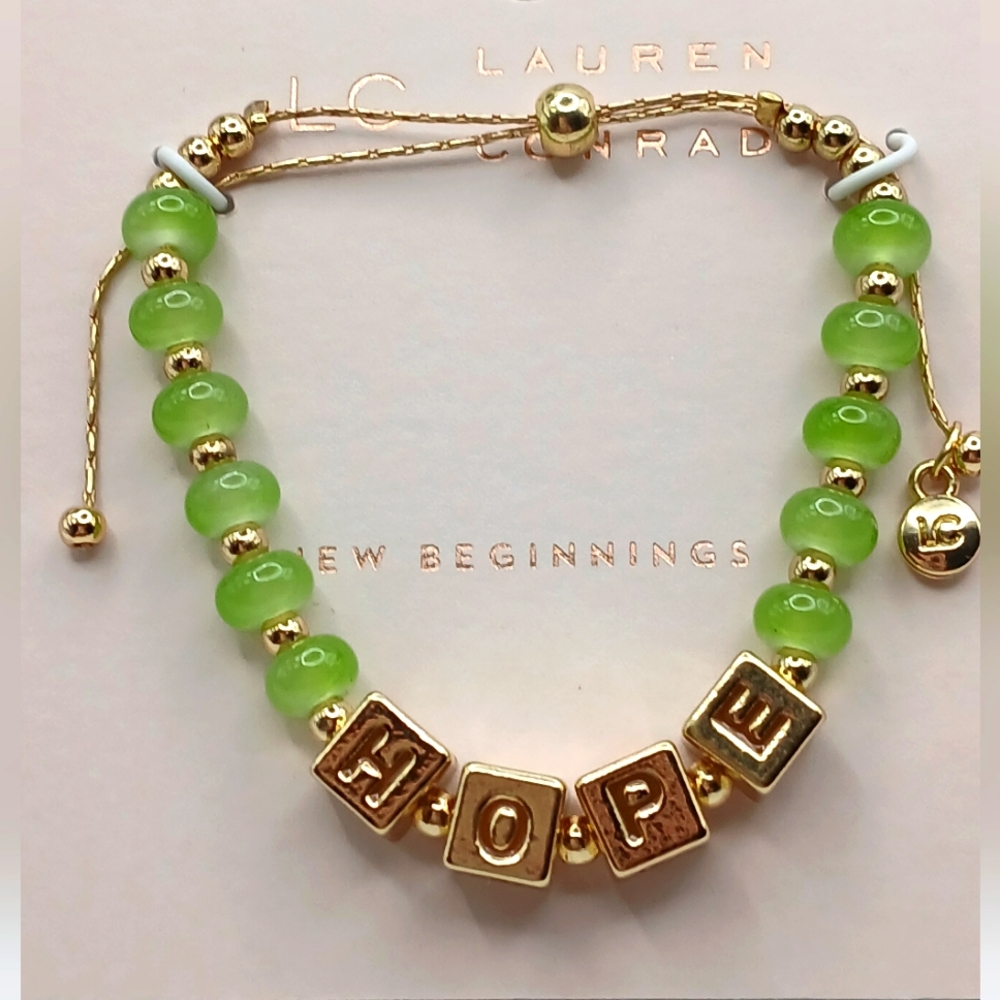 LC Lauren Conrad Green and Gold Flower Bracelet NWT